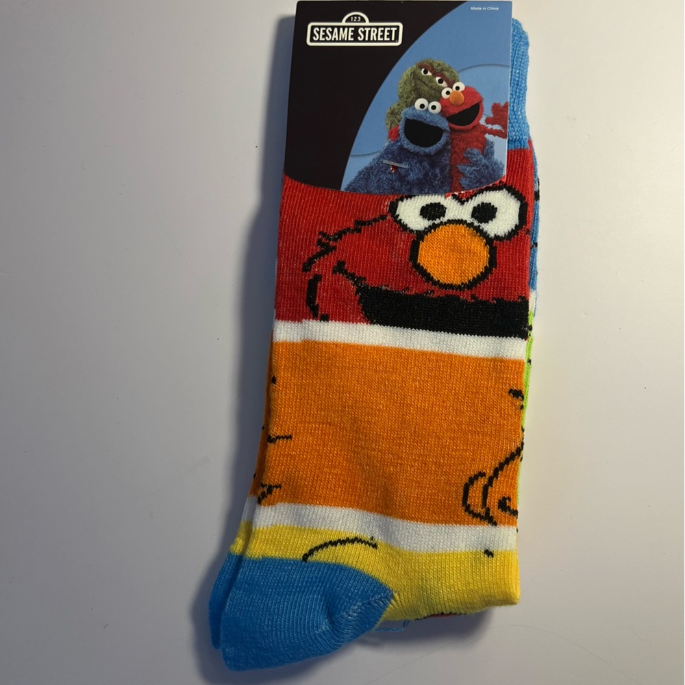 🆕Sesame Street Color Block Socks – Elmo, Big Bird & More | Size 10-13